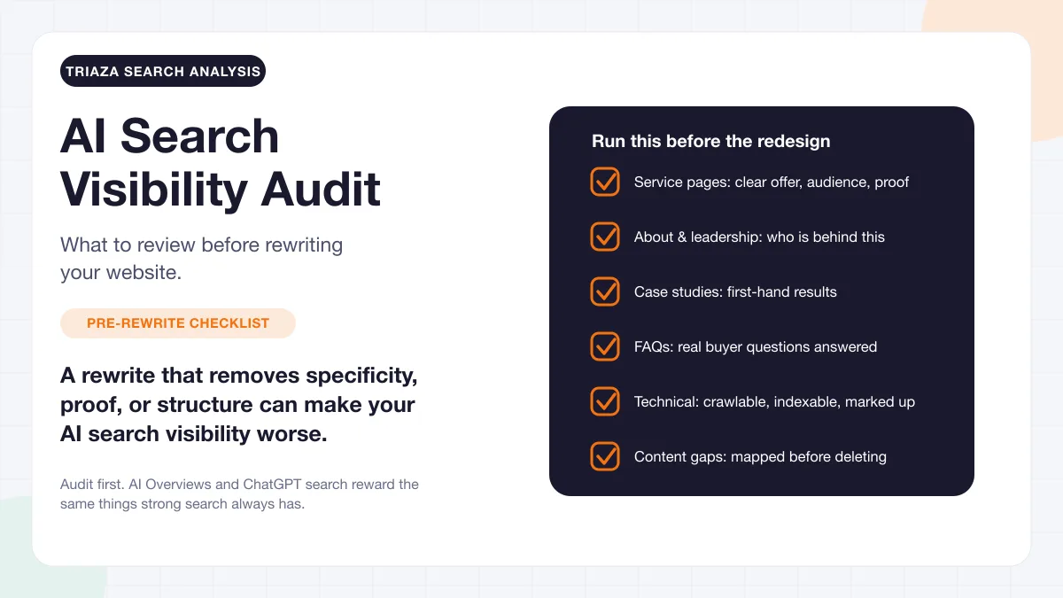 AI Search Visibility Audit: What to Review Before Rewriting Your Website